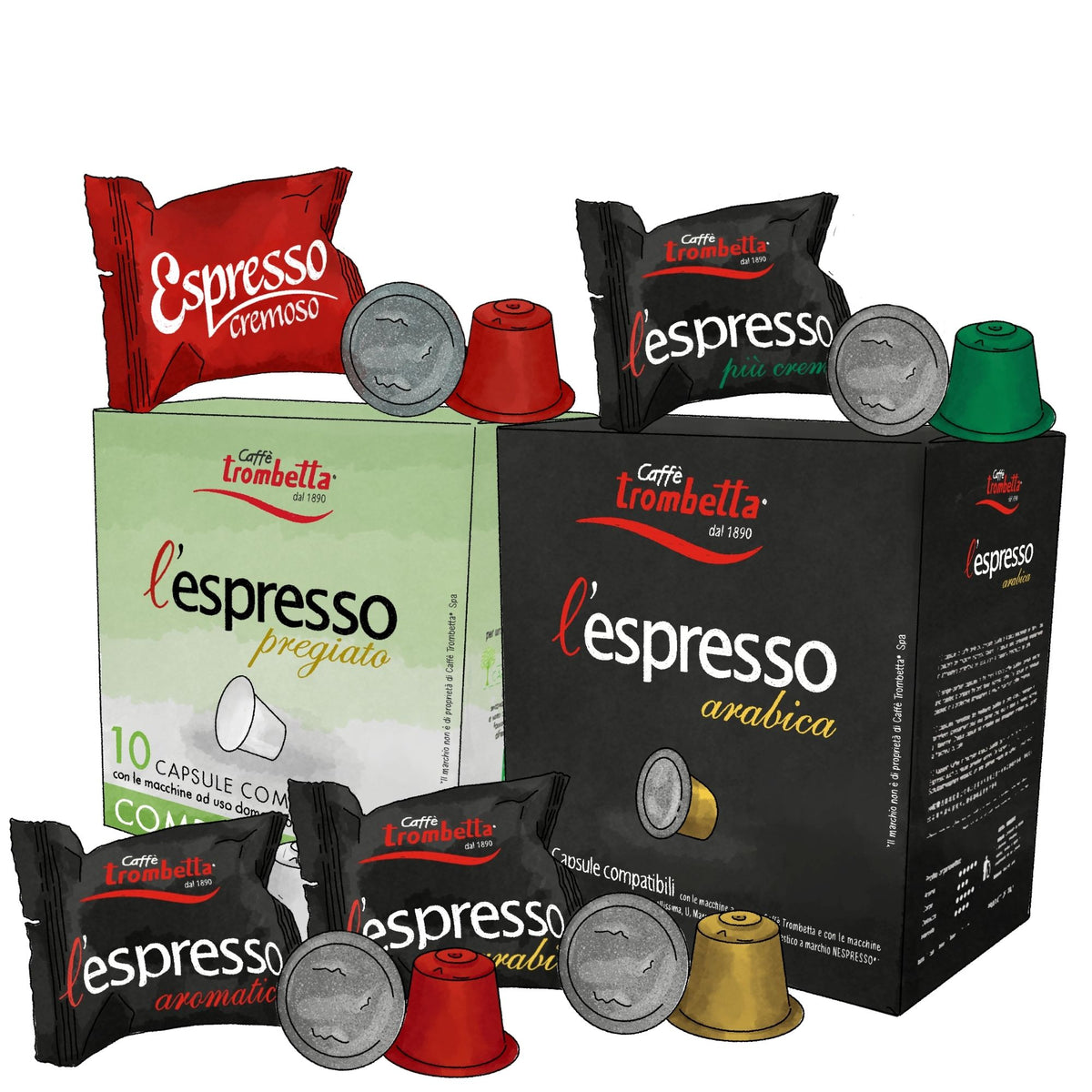 Caffè Trombetta Capsule L'Espresso Dolce Arabica 16pz - DeliveryFast